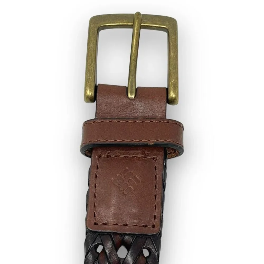 Columbia Belt Brown Leather Woven Braided Classic Preppy Sleek Men’s Size 38